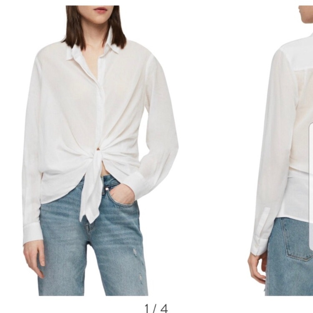 NWT All Saints Sirena Front Tie Shirt